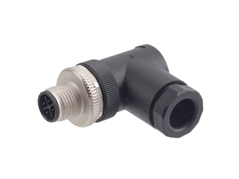 M12 S CODE 4PIN PLUG POWER RIGHT ANGLE