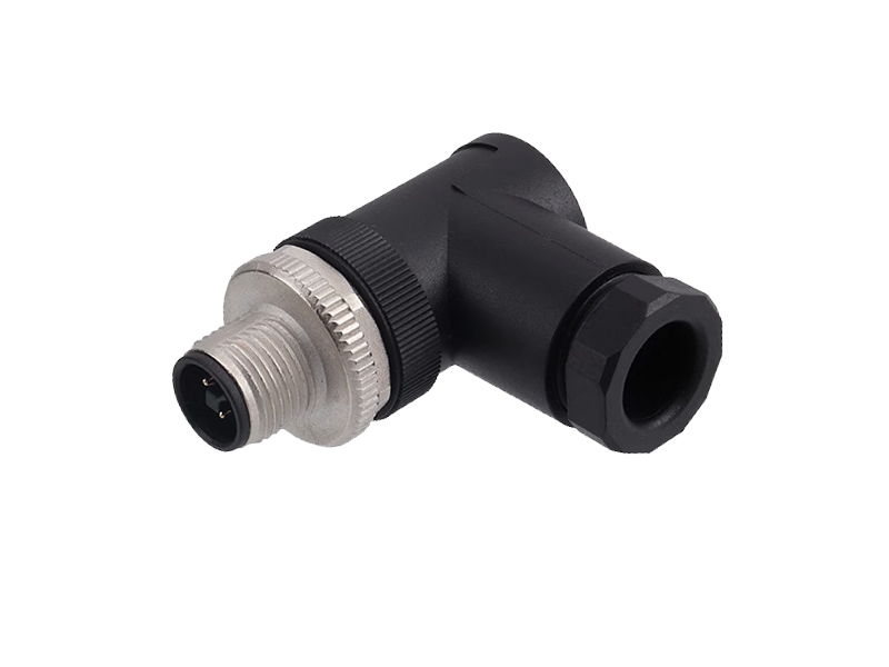 M12 T CODE 4PIN PLUG POWER RIGHT ANGLE